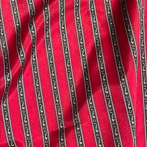 Vintage Cranberry and Teal Striped Ply Satin Fabric- 60” wide Almost 4 yards